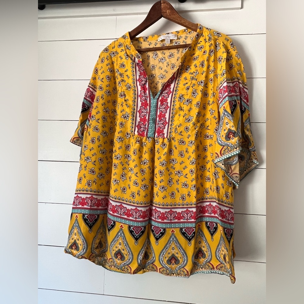 Weekend Suzanne Betro Women’s Tunic Top Size 3X Boho Artsy